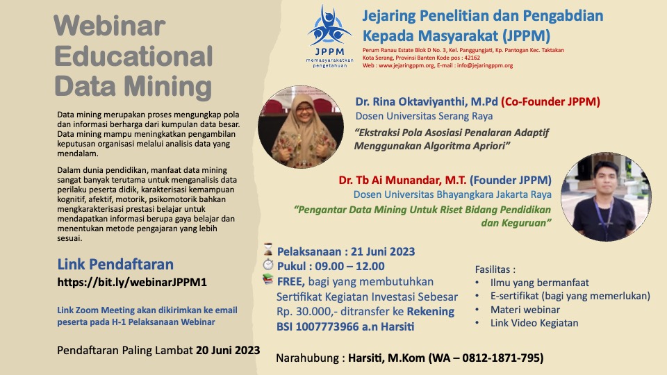JPPM Akan Selenggarakan Webinar Tema Educational Data Mining